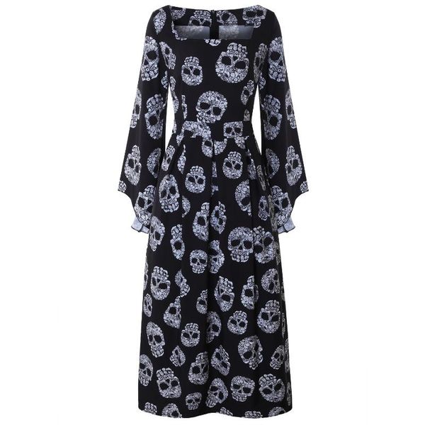 casual dresses halloween skull printed maxi dress women 2021 flare sleeve square collar robe gowns fashion vintage elegant party vestidos, Black;gray
casual dresses halloween skull printed maxi dress women 2021 flare sleeve square collar robe gowns fashion vintage elegant party vestidos, Black;gray