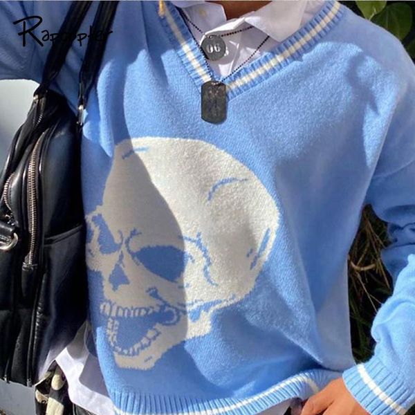 women's sweaters rapcopter skulls pullovers v neck knitwear loose casual knitted jumpers women streetwear retro autumn winter cute, White;black
women's sweaters rapcopter skulls pullovers v neck knitwear loose casual knitted jumpers women streetwear retro autumn winter cute, White;black
