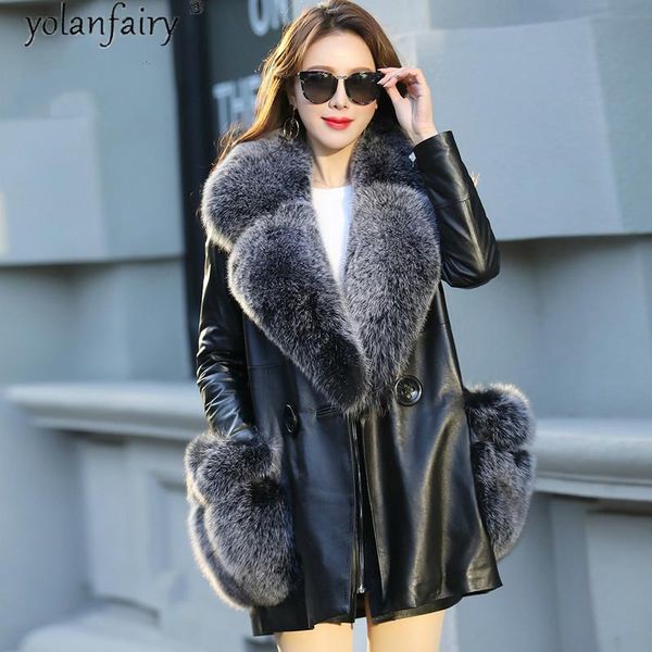 women's leather & faux genuine jacket sheepskin coat female down winter clothes women real fur collar mujer chaqueta 18233 pph1491, Black
women's leather & faux genuine jacket sheepskin coat female down winter clothes women real fur collar mujer chaqueta 18233 pph1491, Black