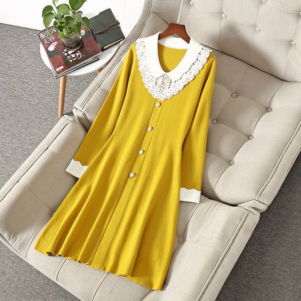 two piece dress winter fall fashion long sleeve knitting woman's nightgown elegant lace turtleneck casual party femme robe 7e2d, White
two piece dress winter fall fashion long sleeve knitting woman's nightgown elegant lace turtleneck casual party femme robe 7e2d, White