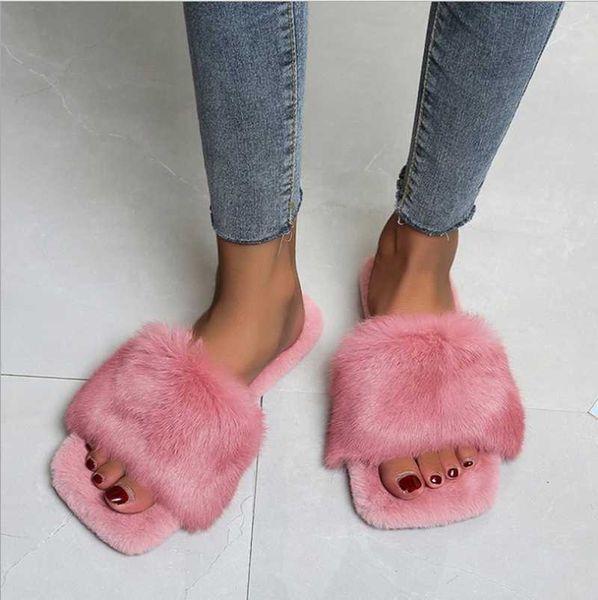solid soft fluffy fur open square toe women outside slides flat summer single band slippers women's shoes, Black
solid soft fluffy fur open square toe women outside slides flat summer single band slippers women's shoes, Black