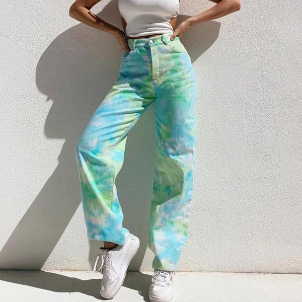 women's jeans tie-dye straight baggy vintage high waist boyfriends style denim distressed streetwear, Blue
women's jeans tie-dye straight baggy vintage high waist boyfriends style denim distressed streetwear, Blue