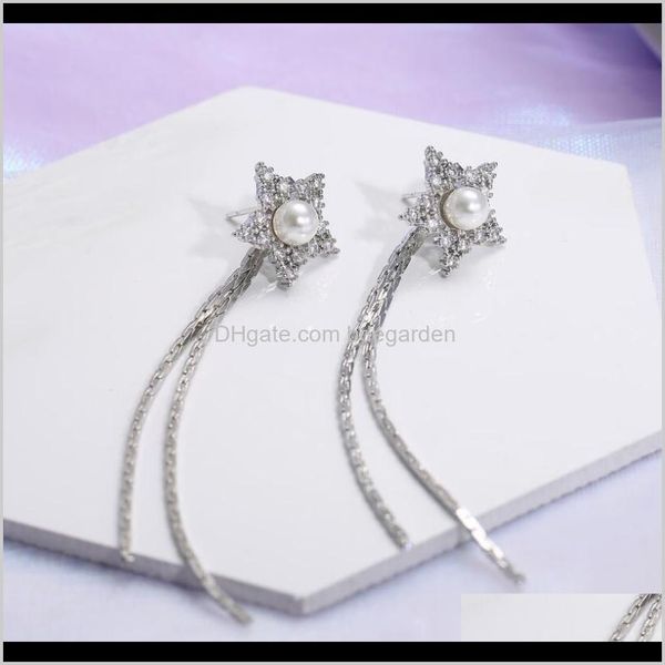 dangle & chandelier drop delivery 2021 desigenr jewelry tassel zircon five pointed star pearl earrings for women fashion of ssf3y, Silver 
dangle & chandelier drop delivery 2021 desigenr jewelry tassel zircon five pointed star pearl earrings for women fashion of ssf3y, Silver
