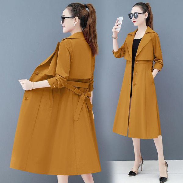 women's trench coats women long windbreaker 2021 female spring autumn coat belt fashion temperament thin section overcoat c944, Tan;black
women's trench coats women long windbreaker 2021 female spring autumn coat belt fashion temperament thin section overcoat c944, Tan;black