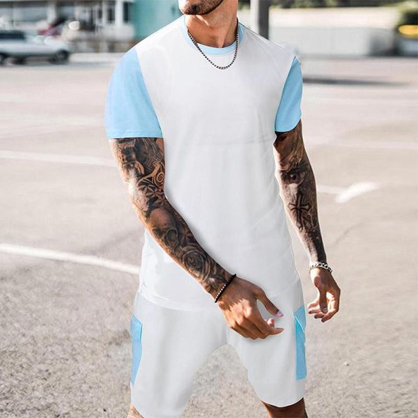 men's tracksuits 2021 fashion simple patchwork outfits summer casual men two piece sets short sleeve o-neck tees and shorts suits stree, Gray
men's tracksuits 2021 fashion simple patchwork outfits summer casual men two piece sets short sleeve o-neck tees and shorts suits stree, Gray