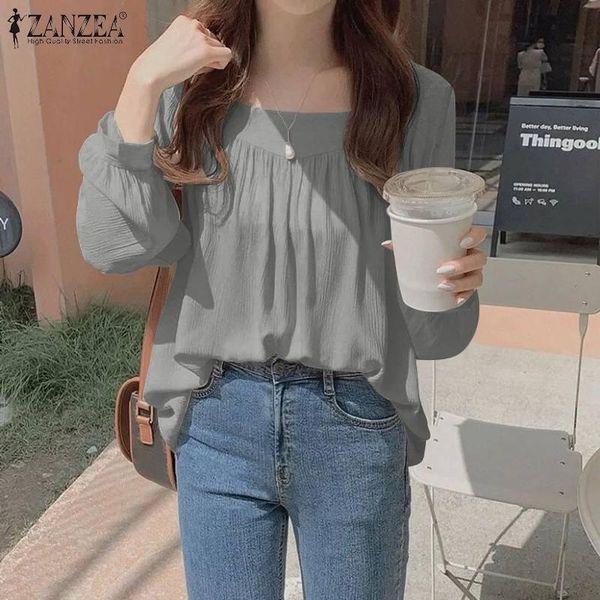 women's blouses & shirts zanzea 2021 stylish summer pleated long sleeve blusas female solid casual tunic streetwear chemise, White
women's blouses & shirts zanzea 2021 stylish summer pleated long sleeve blusas female solid casual tunic streetwear chemise, White