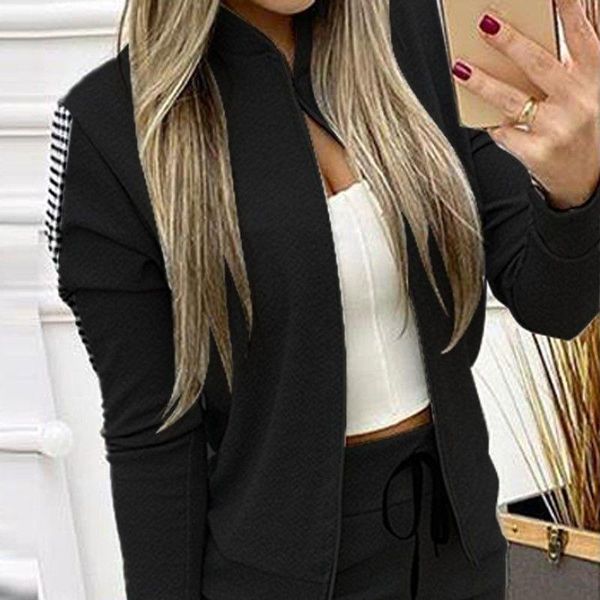 women's two piece pants autumn winter fashion long sports leisure zipper stitching plaid loose suit women, White
women's two piece pants autumn winter fashion long sports leisure zipper stitching plaid loose suit women, White