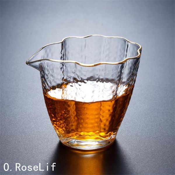 wine glasses high borosilicate glass hammer patterned gold rim fair cup household uniform tea set sea dispenser