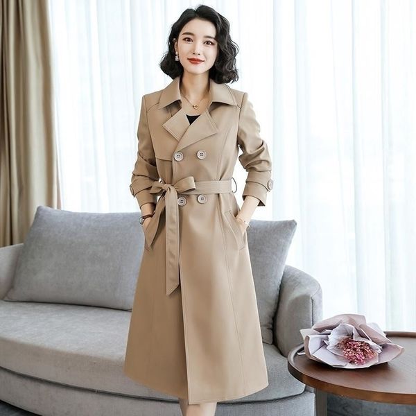 2021 new windbreaker medium women's khaki large size atmospheric loose spring and autumn long coat, Black
2021 new windbreaker medium women's khaki large size atmospheric loose spring and autumn long coat, Black