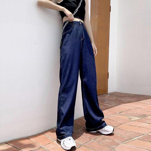 women's jeans autumn vintage casual high waist korean style straight mom flared wide leg slouchy harajuku pants, Blue
women's jeans autumn vintage casual high waist korean style straight mom flared wide leg slouchy harajuku pants, Blue