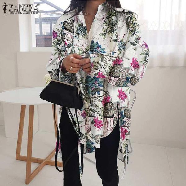 women's blouses & shirts vintage floral women asymmetrical zanzea 2021 casual long sleeve blusas female lapel button print tunic oversi, White
women's blouses & shirts vintage floral women asymmetrical zanzea 2021 casual long sleeve blusas female lapel button print tunic oversi, White