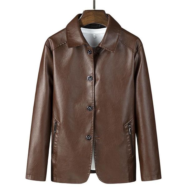 father slim leather jacket coat button autumn and winter middle-aged elderly men's lapel fur & faux, Black
father slim leather jacket coat button autumn and winter middle-aged elderly men's lapel fur & faux, Black