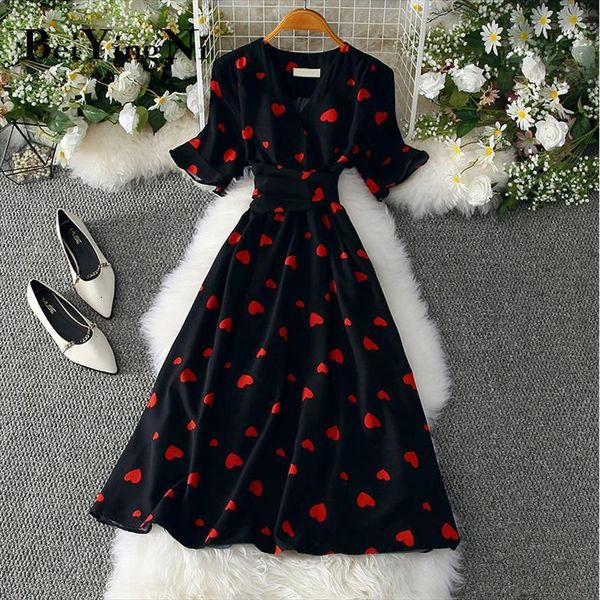 summer french heart printed sashes women dresses v neck elegant party plus size womens leisure robe femme, Black;gray
summer french heart printed sashes women dresses v neck elegant party plus size womens leisure robe femme, Black;gray