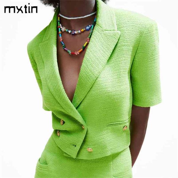 mxtin women summer vintage double breasted solid short jacket coat fashion lapel collar short sleeve outerwear casual 210817, Black;brown
mxtin women summer vintage double breasted solid short jacket coat fashion lapel collar short sleeve outerwear casual 210817, Black;brown
