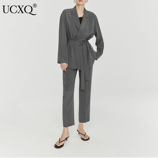 women's two piece pants ucxq woman suit solid long sleeve notched with sashes + high waist straight casual style 2021 autumn fashion 23, White
women's two piece pants ucxq woman suit solid long sleeve notched with sashes + high waist straight casual style 2021 autumn fashion 23, White
