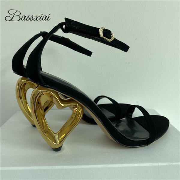 unique heart-shaped heel women's sandals summer luxury suede one-strap fretwork strange heels party sandalias mujer dress shoes, Black
unique heart-shaped heel women's sandals summer luxury suede one-strap fretwork strange heels party sandalias mujer dress shoes, Black