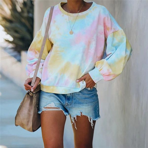 women's hoodies & sweatshirts women tie-dye printed pullover o-neck long sleeve sweatshirt colorful casual loose puff sleve, Black
women's hoodies & sweatshirts women tie-dye printed pullover o-neck long sleeve sweatshirt colorful casual loose puff sleve, Black