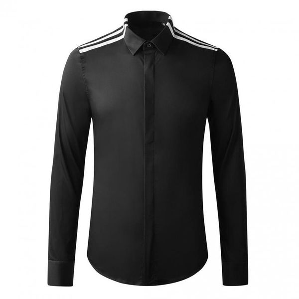 tee polo shirt shirt shirt male luxury neck and shoulder ribbon splicing long sleeve mens fashion slim fit party man shirts 3xl, White;black
tee polo shirt shirt shirt male luxury neck and shoulder ribbon splicing long sleeve mens fashion slim fit party man shirts 3xl, White;black