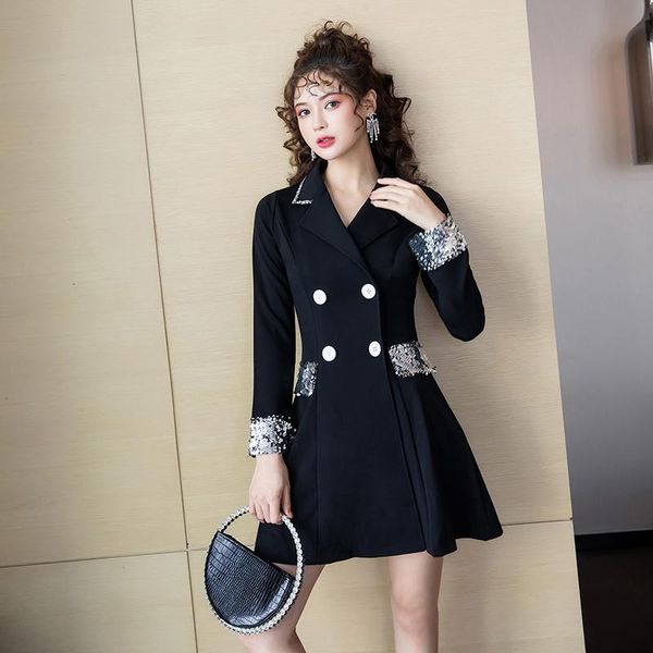 casual dresses #5206 spring auutmn black blazer dress women elegant long sleeved double breasted a-line woman spliced sequined tide, Black;gray
casual dresses #5206 spring auutmn black blazer dress women elegant long sleeved double breasted a-line woman spliced sequined tide, Black;gray