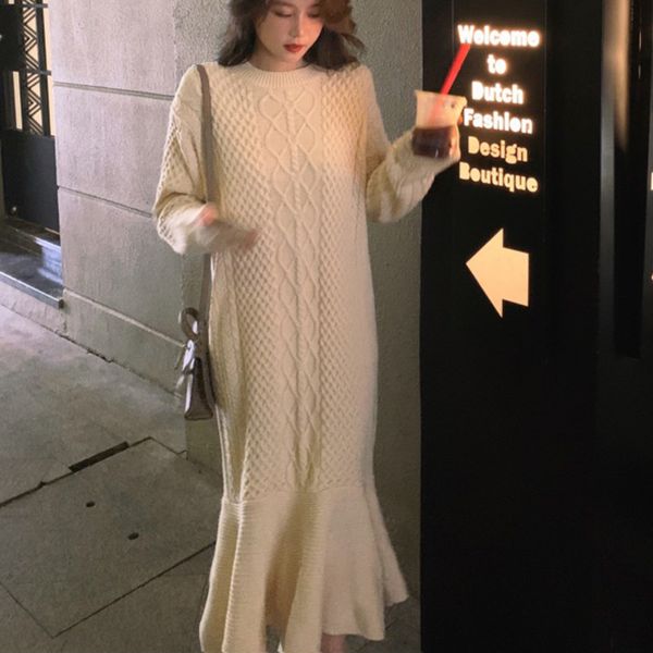 sweater knitted and crocheted korean woman's from the vintage thick autumn elegant warm winter loose mermaid dress long, Black;gray
sweater knitted and crocheted korean woman's from the vintage thick autumn elegant warm winter loose mermaid dress long, Black;gray