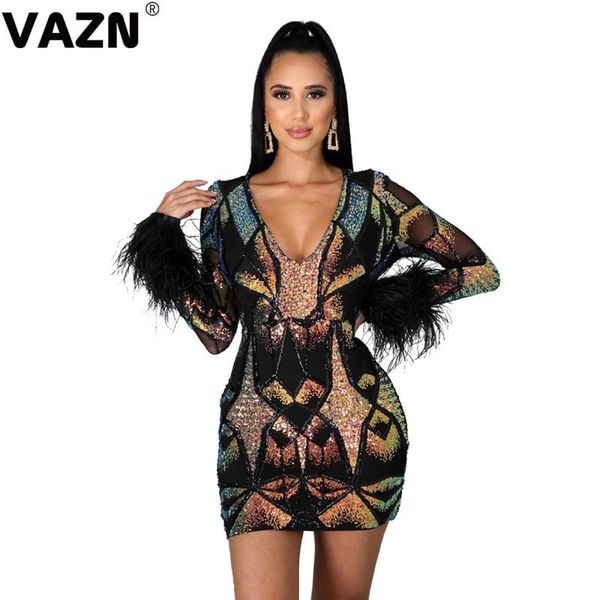 casual dresses vazn 2021 autumn list heavy industry sequined flaring style v-neck full sleeve women high waist thin mini dress, Black;gray
casual dresses vazn 2021 autumn list heavy industry sequined flaring style v-neck full sleeve women high waist thin mini dress, Black;gray