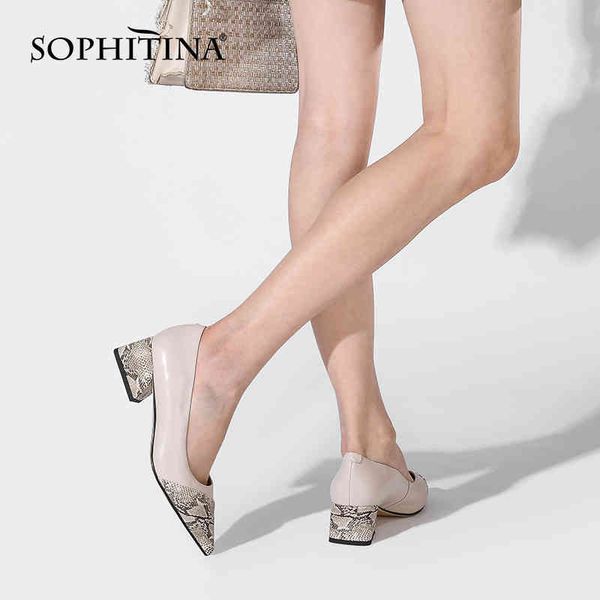 sophitina spring pumps pointed toe stitching upper snakeskin genuine leather mid heel office ladies fashion women shoes pc979 210513, Black
sophitina spring pumps pointed toe stitching upper snakeskin genuine leather mid heel office ladies fashion women shoes pc979 210513, Black