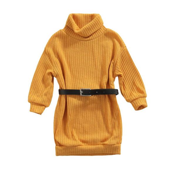 girl's dresses kids baby dress solid color knitted cotton high-neck long sleeves loose with waist belt sweater clothing for girls 2-7y, Red;yellow
girl's dresses kids baby dress solid color knitted cotton high-neck long sleeves loose with waist belt sweater clothing for girls 2-7y, Red;yellow