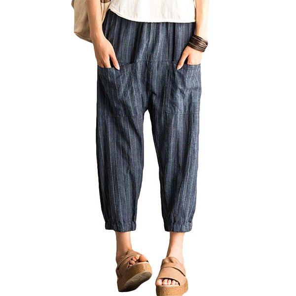 women's pants & capris women vintage elastic waist striped harem wide leg ladies casual loose pockets cotton linen baggy turnip t, Black;white
women's pants & capris women vintage elastic waist striped harem wide leg ladies casual loose pockets cotton linen baggy turnip t, Black;white