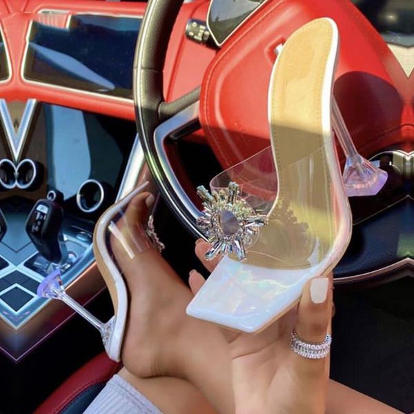 woman transparent slippers women's classic high thin heels ladies square toe women fashion slides female pumps, Black 
woman transparent slippers women's classic high thin heels ladies square toe women fashion slides female pumps, Black