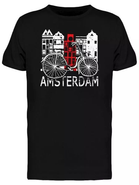amsterdam city bicycle men's tee -image by shutterstock, White;black 
amsterdam city bicycle men's tee -image by shutterstock, White;black
