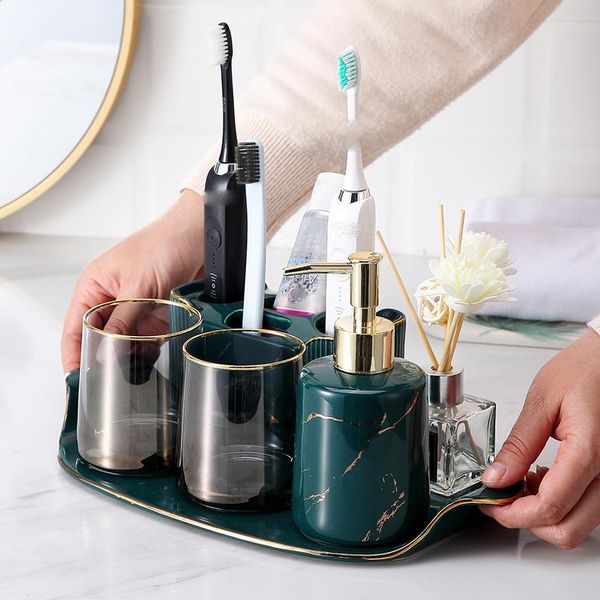 ceramic bathroom 6/piece set lotion bottle/mouthwash cup/toothbrush holder/storage tray/ marble home deskdecoration bath accessory
ceramic bathroom 6/piece set lotion bottle/mouthwash cup/toothbrush holder/storage tray/ marble home deskdecoration bath accessory