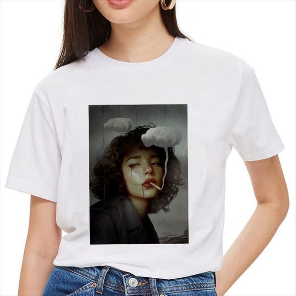 retro abstract printed harajuku women summer thin section casual fashion aesthetics, White
retro abstract printed harajuku women summer thin section casual fashion aesthetics, White