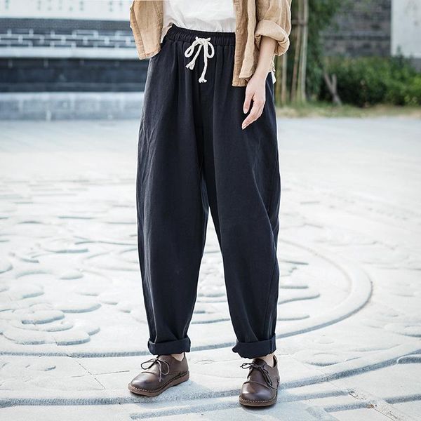 women's pants & capris johnature autumn loose leisure full length all-match elastic waist hallen 2021 comfortable cotton linen women, Black;white
women's pants & capris johnature autumn loose leisure full length all-match elastic waist hallen 2021 comfortable cotton linen women, Black;white