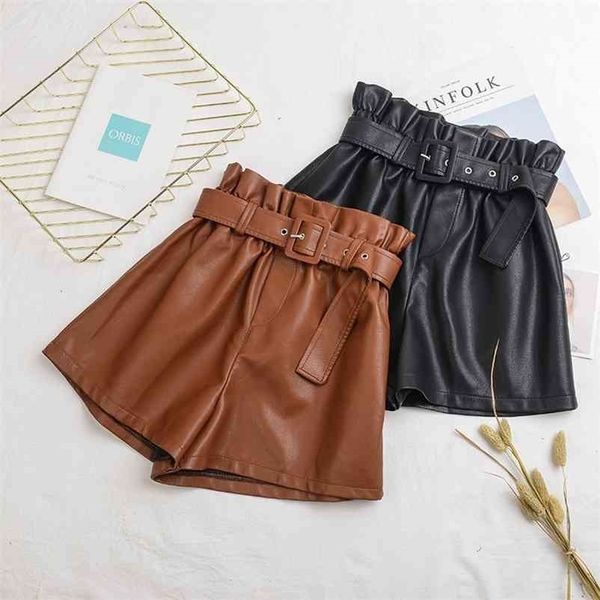 high waist pu leather short wide leg female show thin style spring autumn casual loose short 210621, White;black
high waist pu leather short wide leg female show thin style spring autumn casual loose short 210621, White;black