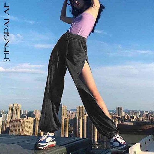 side button spliced trousers women's spring high waist drawstring mesh corset sport harem pants fashion 5c28 210427, Black;white
side button spliced trousers women's spring high waist drawstring mesh corset sport harem pants fashion 5c28 210427, Black;white