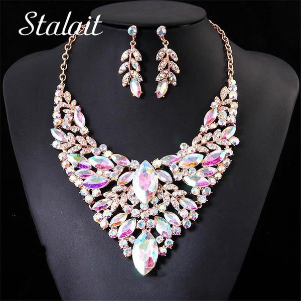earrings & necklace gold color tree leaf crystal jewelry set horse eye rhinestone hollow bridal for women accessories, Silver
earrings & necklace gold color tree leaf crystal jewelry set horse eye rhinestone hollow bridal for women accessories, Silver
