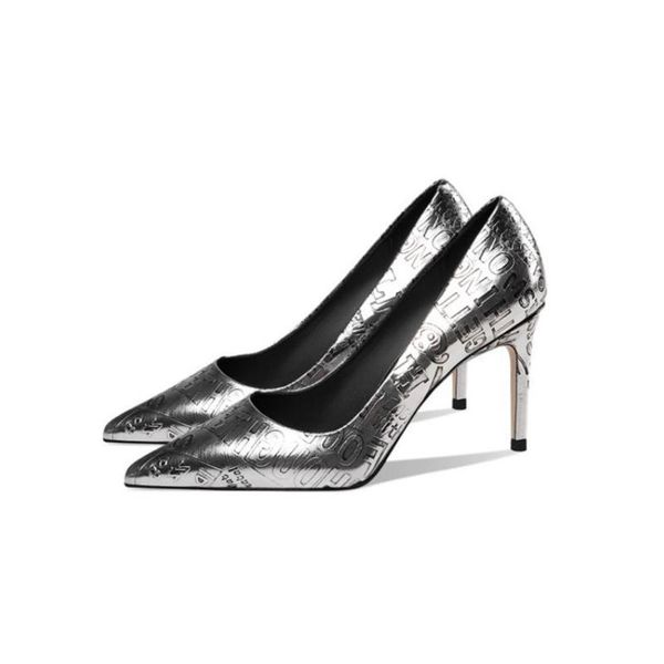 dress shoes fashion embossing of letters stiletto high heels patent leather pumps pointed toe thin heel designer party, Black
dress shoes fashion embossing of letters stiletto high heels patent leather pumps pointed toe thin heel designer party, Black