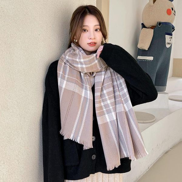 scarves autumn and winter plaid scarf women's european american shawl thickened warm cashmere like 70*185cm, Blue;gray
scarves autumn and winter plaid scarf women's european american shawl thickened warm cashmere like 70*185cm, Blue;gray