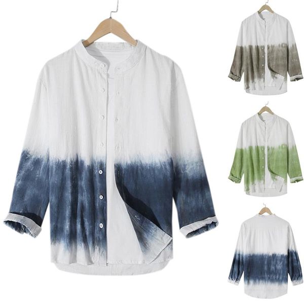 men's casual shirts summer gradient mens shirt linen long sleeve hawaiian stand collar cool men dress male clothing, White;black
men's casual shirts summer gradient mens shirt linen long sleeve hawaiian stand collar cool men dress male clothing, White;black