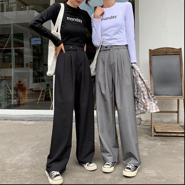 wide womens pants legged since waist drape the spring and autumn period straight canister loose harlan suit trou, Black;white
wide womens pants legged since waist drape the spring and autumn period straight canister loose harlan suit trou, Black;white