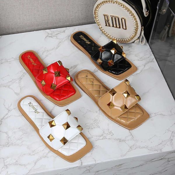 slippers rivets flat women beach slides candy color open toe comfort real leather gold studded outdoor mules summer, Black
slippers rivets flat women beach slides candy color open toe comfort real leather gold studded outdoor mules summer, Black