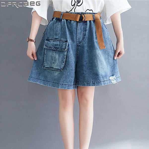 women's shorts high waist jean with belt summer arrival pockets hole loose for black blue denim short femme 634y, White;black
women's shorts high waist jean with belt summer arrival pockets hole loose for black blue denim short femme 634y, White;black