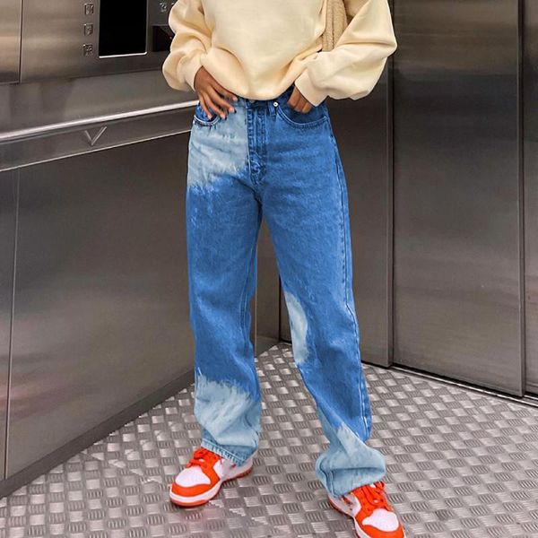 women's jeans trendy gradient color denim pants high waist stylish casual wild straight fitting female streetwear chic y2k trousers, Blue
women's jeans trendy gradient color denim pants high waist stylish casual wild straight fitting female streetwear chic y2k trousers, Blue