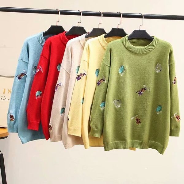 women's sweaters embroidery cartoon sweater female plus size fashion loose slim round neck long sleeve pullover jumpers women spri, White;black
women's sweaters embroidery cartoon sweater female plus size fashion loose slim round neck long sleeve pullover jumpers women spri, White;black