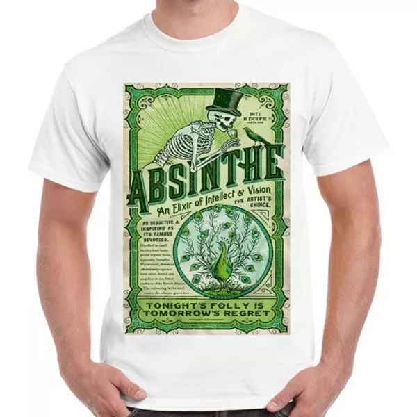 absinthe 1871 recipe psychedelic alcohol ecstasy cool retro t shirt 1346, White;black
absinthe 1871 recipe psychedelic alcohol ecstasy cool retro t shirt 1346, White;black