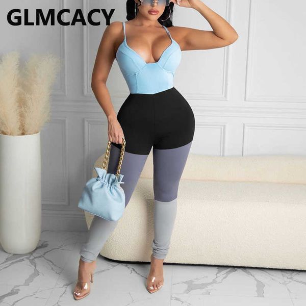 women color block spaghetti strap bodycon jumpsuits 210702, Black;white 
women color block spaghetti strap bodycon jumpsuits 210702, Black;white