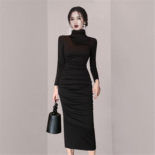 solid color bottoming dress autumn winter long sleeve black slim turtleneck mid-calf female casual clothes dresses, Black;gray
solid color bottoming dress autumn winter long sleeve black slim turtleneck mid-calf female casual clothes dresses, Black;gray