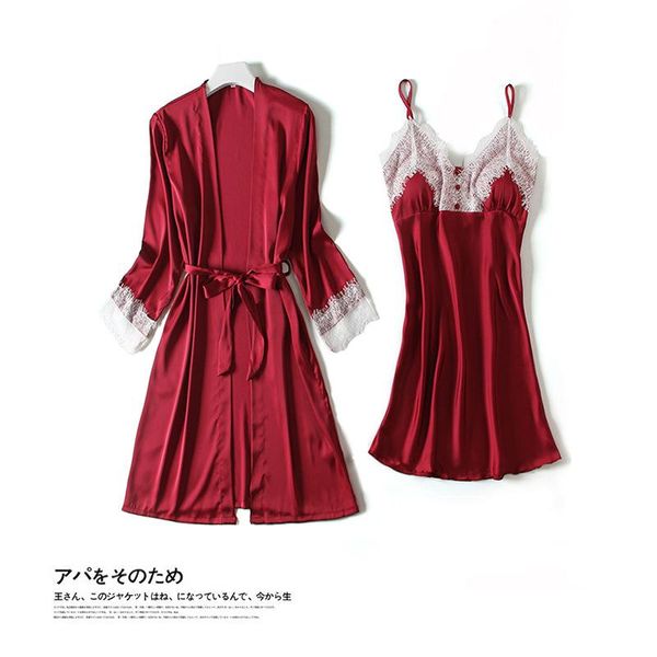 women's sleepwear satin women robe set lace bride bridesmaid wedding suit female silky 2pcs casual nighty&robe home wear, Black;red
women's sleepwear satin women robe set lace bride bridesmaid wedding suit female silky 2pcs casual nighty&robe home wear, Black;red