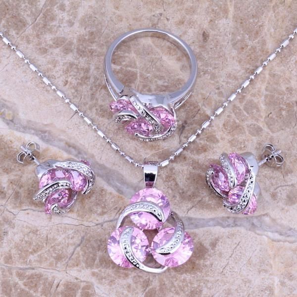 earrings & necklace valuable pink cubic zirconia silver plated jewelry sets pendant ring size 6 / 7 8 9 10 s0123
earrings & necklace valuable pink cubic zirconia silver plated jewelry sets pendant ring size 6 / 7 8 9 10 s0123