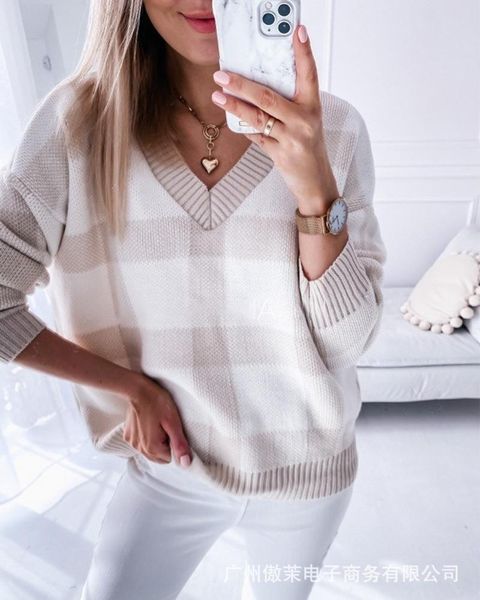 women's sweaters kitting sweater women 2021 autumn long-sleeved v-neck, White;black 
women's sweaters kitting sweater women 2021 autumn long-sleeved v-neck, White;black